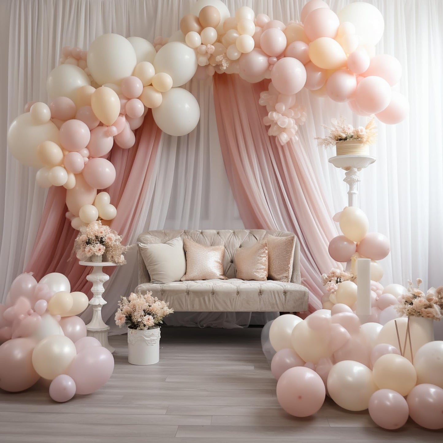 Wokceer Dusty Rose Wedding Arch Draping Fabric Backdrop 3 Panels 28.7" X 20FT Sheer Drapes Fabric for Wedding Arbor Ceremony Party