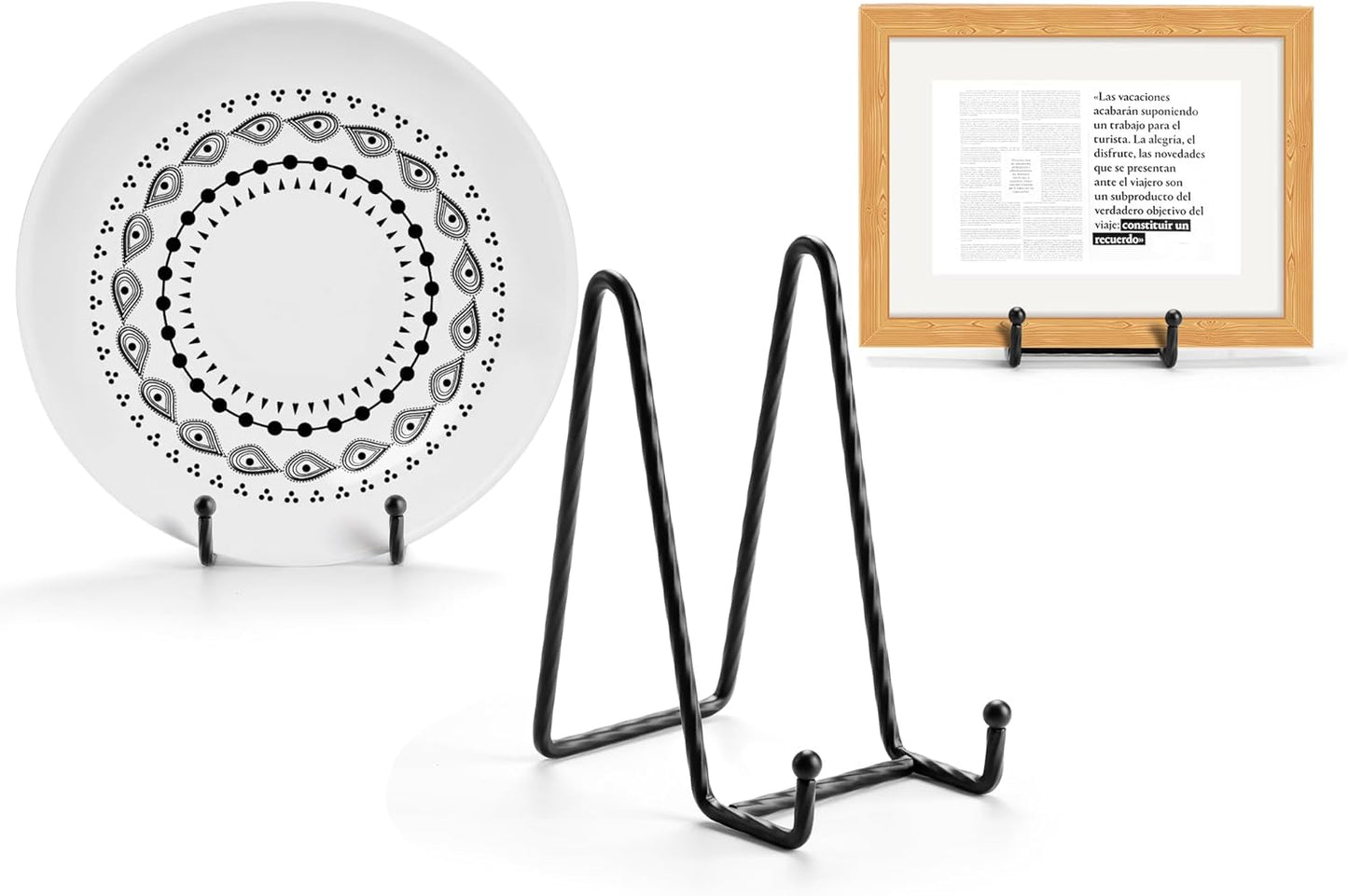 3 Pack 6inch Picture Stands for Display, Black Metal Plate Stands for Display - Decorative Plate Stand, Plate Holder Display Stand, Picture Frame Stand - Plate Display Stands for Picture Stand