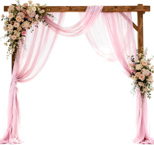 Wedding Arch Draping Fabric 29" x 18 FT Light Pink Sheer Chiffon Outdoor Curtain Drapes for Wedding Birthday Party Ceremony Decor(2 Panels, Light Pink)
