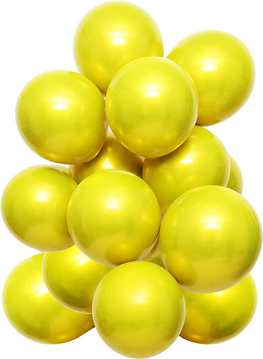 Metallic Yellow Balloong 50pcs 12 inch metallic chrome yellow balloons,double layer yellow balloons are more durable suitable for wedding,birthday party balloon decorations