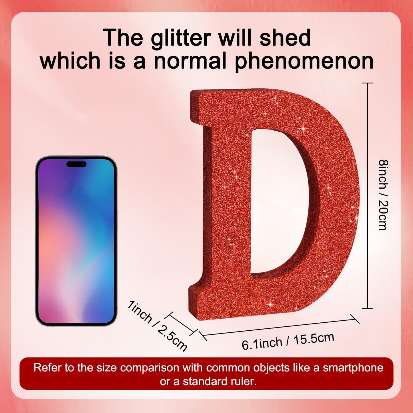 TONIFUL 8 Inch Red Glitter Letter D Table Centerpiece A-Z Red Birthday Party Decorations,Red Alphabet D for Birthday,Chrismas,Graduation,Bridal Shower,Wedding,Anniversary Party Supplies