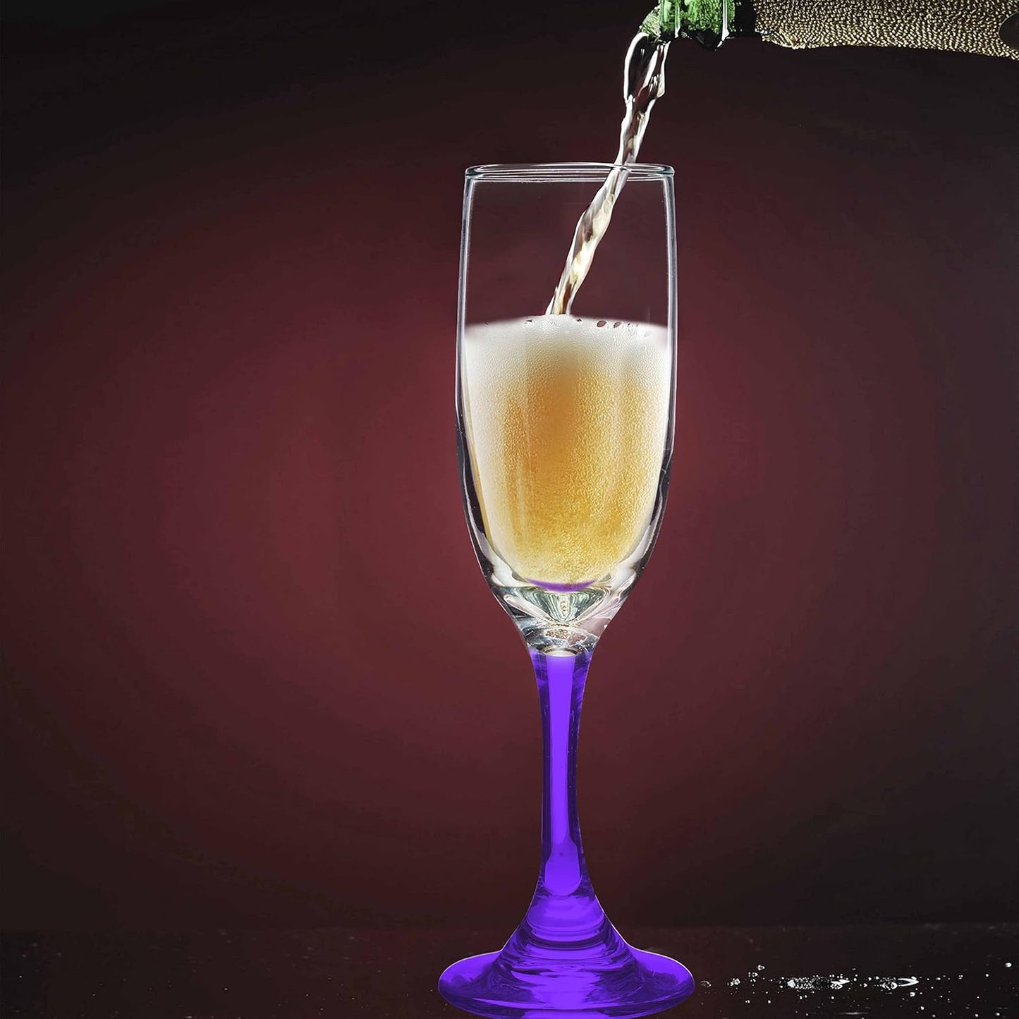 DISCOUNT PROMOS Premiere Champagne Flutes 6.25 oz. Set of 10, Bulk Pack - Elegant Drinkware for Weddings, Events, & Promotional Gifts - Purple