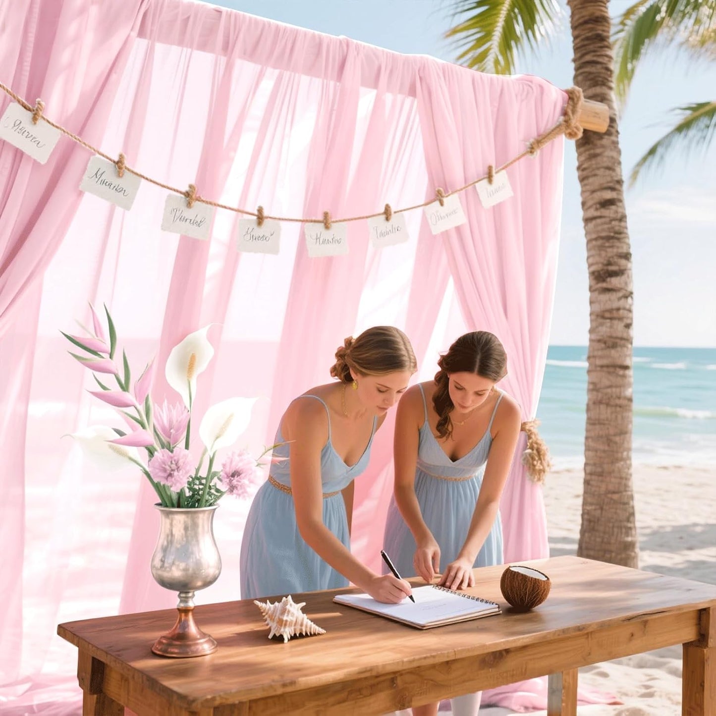 Wedding Arch Draping Fabric 29" x 18 FT Light Pink Sheer Chiffon Outdoor Curtain Drapes for Wedding Birthday Party Ceremony Decor(1 Panel, Light Pink)