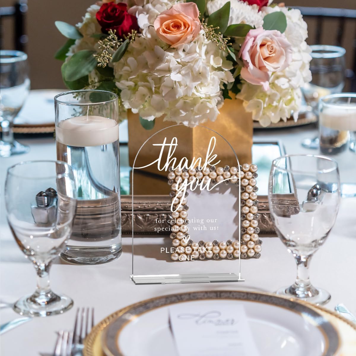 Acrylic Wedding Sign Thank You Sign for Wedding Wedding Signs for Ceremony Modern Calligraphy Arch Acrylic Table Top Sign for Wedding Reception and Event Party Table