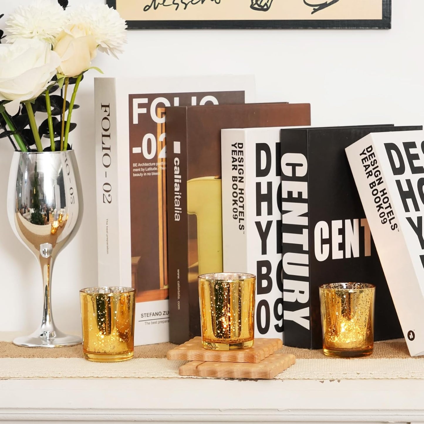 Homemory 24 Pcs Gold Votive Candle Holders, Mercury Glass Candle Holder, Tealight Candle Holders for Table Centerpieces, Baby Shower, Party, Anniversary, Wedding, Home Decor, Halloween, Christmas