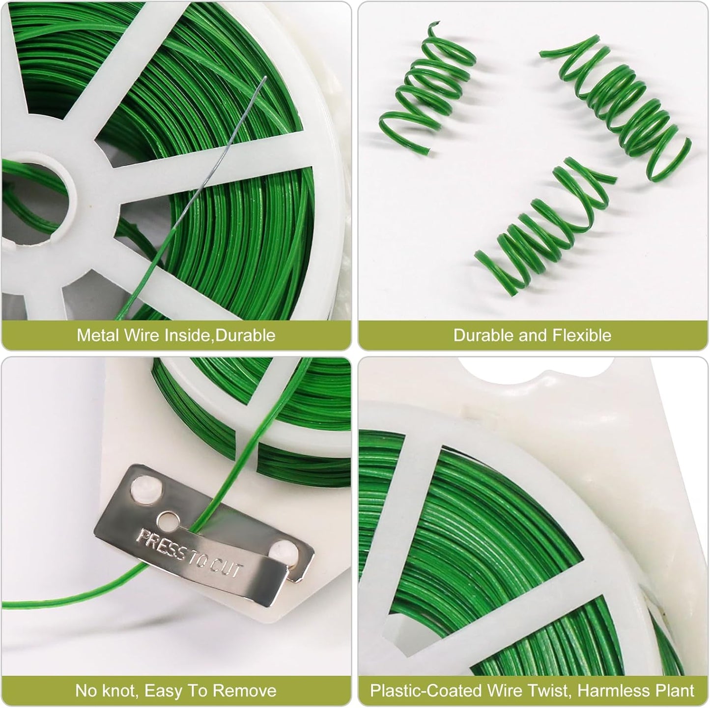 SumDirect Plant Ties,656FT/200m Green Garden Twist Ties with Cutter for Gardening Plants Growth and Care,Plant Garden Twine Wires for Office Home Cable Organization (656 Feet / 200 Meters(1 Roll))