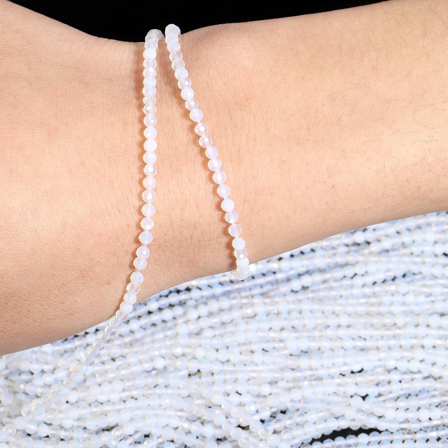 Song Xi 90pcs 4mm Natural Opal Gemstone Beads Faceted Round Loose Stone Beads for Jewelry Making