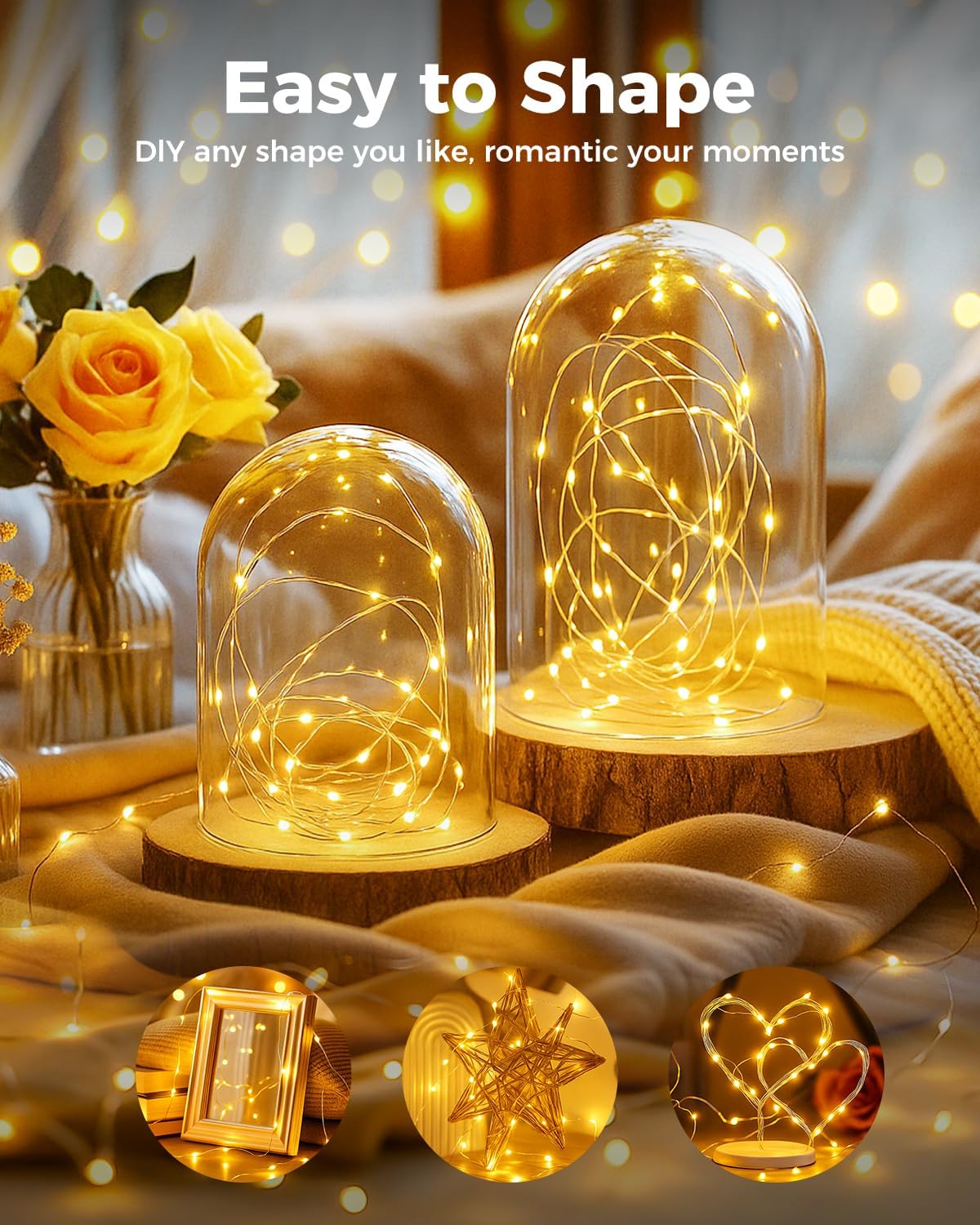 btfarm 100 Pack Fairy Lights Battery Operated, 7FT 20 LED Mini String Lights Waterproof Silver Wire for Mason Jars Centerpiece Table Crafts Bedroom Christmas Decoration, Warm White