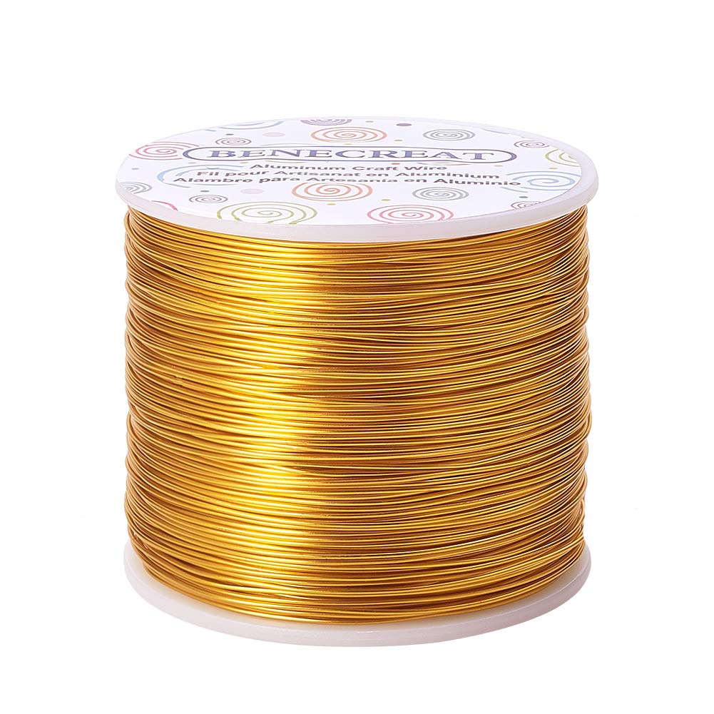 BENECREAT 20 Gauge 770FT Aluminum Wire Anodized Jewelry Craft Making Beading Floral Colored Aluminum Craft Wire - Yellow Gold