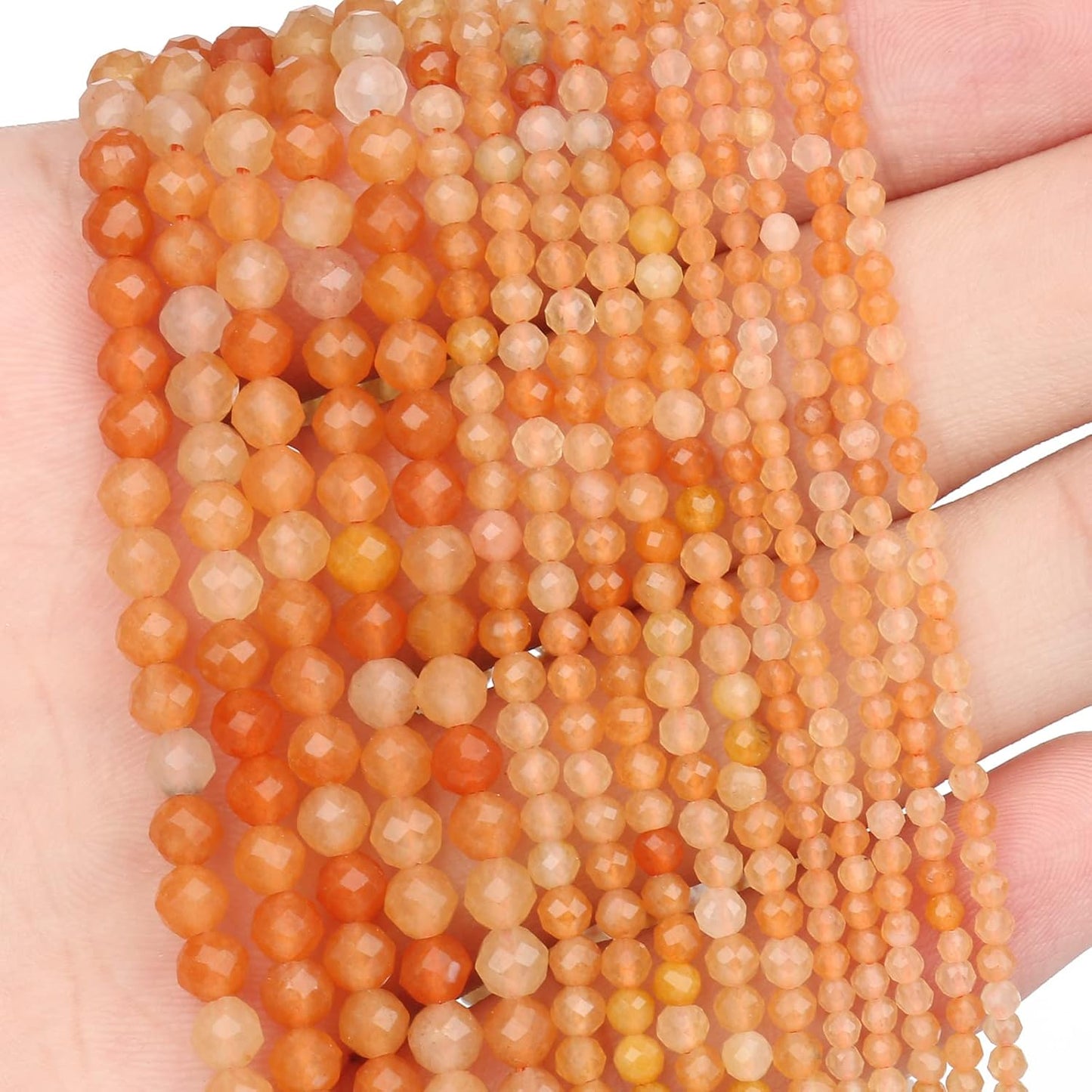 Song Xi 120pcs 3mm Natural Red Aventurine Gemstone Beads Faceted Round Loose Stone Beads for Jewelry Making