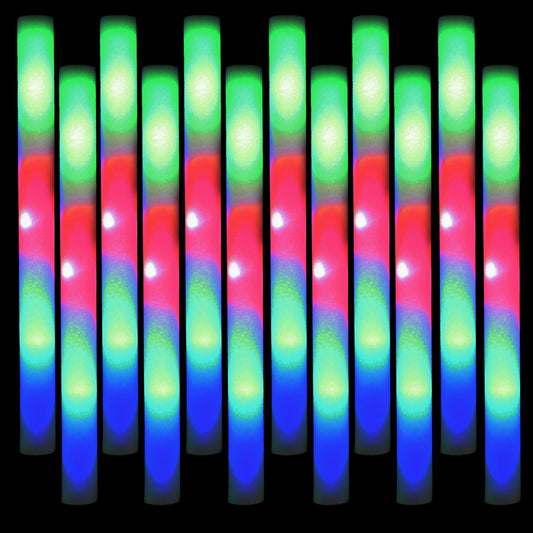 150 LED Party Foam Light Sticks Batons Wand for Wedding, Parties, Birthdays, Guests, Party, DJ, Concerts, Festivals, Events, Promotions Party Favors 3 Color Lighting Modes Batteries 16"
