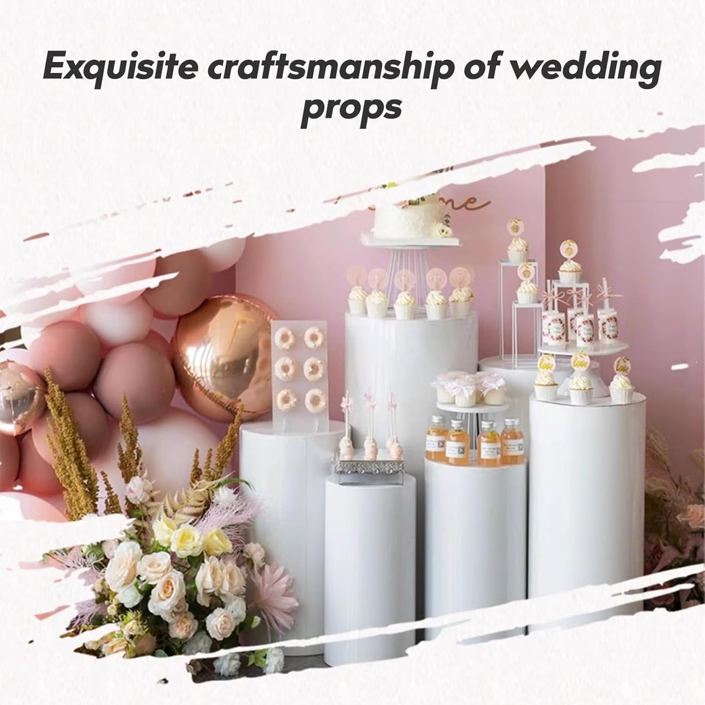 3PC Cylinder Pedestal Stands for Party, White Round Large Cylinder Tables, Pedestal Display Plinth Pillars for Wedding Ceremony Birthday Party Art Decor