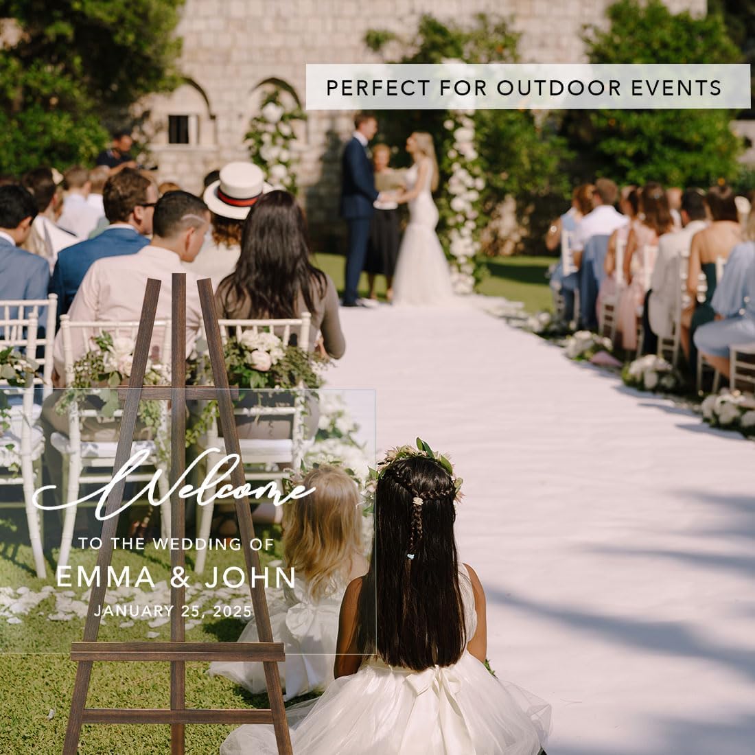 Andaz Press Custom Large Wedding Acrylic Sign, 16 x 24 Inches, Welcome Script, Personalized Sign, Welcome Sign For Modern Wedding Theme