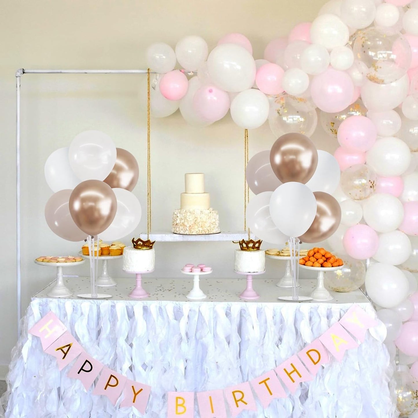 TONIFUL 4 Set Nude White Champagne Gold Balloon Stand Centerpiece Table Decorations for Baby Shower Wedding Engagement Bridal Shower Anniversary Mother's Day Birthday Party Decorations Housewarming