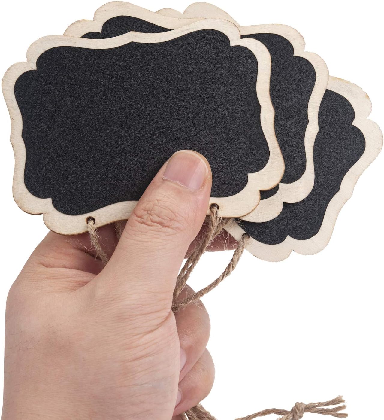 ONUPGO 16 Pack Chalkboard Tags with Liquid Chalk Marker, Double Sided Blackboard with Hanging String, Wooden Mini Erasable Chalkboard Signs, Hanging Chalkboard Labels, Price Tags, Message Tags