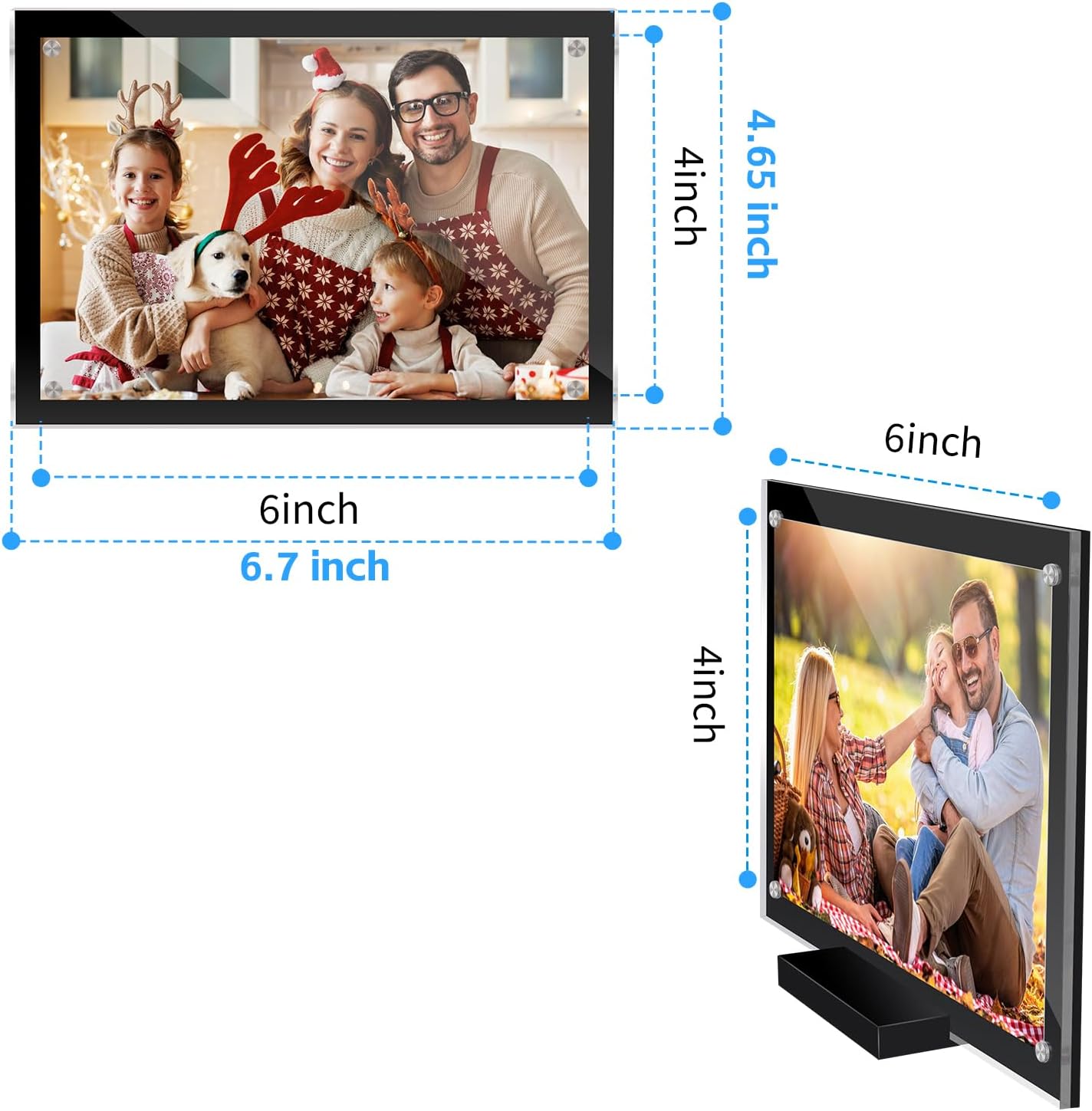 5 Pack Acrylic Magnetic Picture Frame 4x6, Clear Frame for Horizontal Vertical Tabletop Display, Black Photo Frame Magnets for Fridge