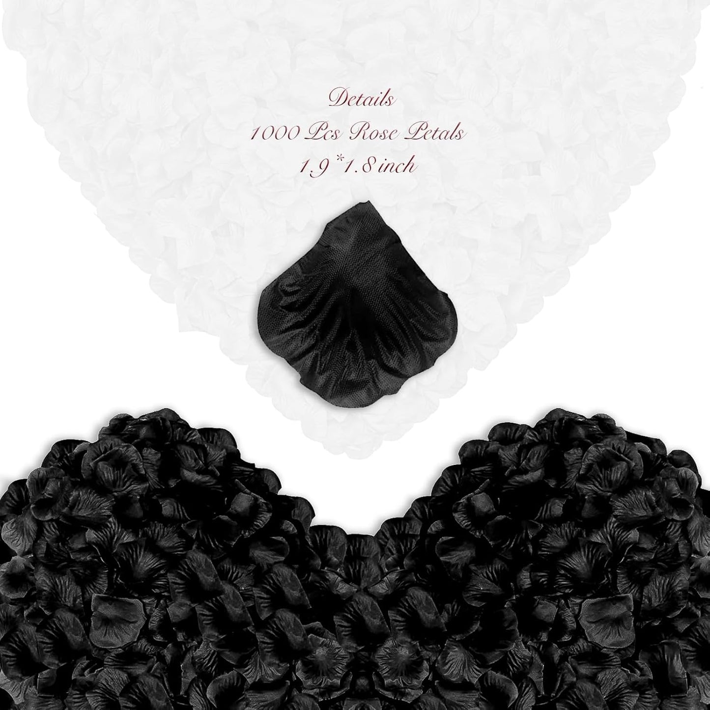 2000 Pcs Black Rose Petals Artificial Flower Petals Silk Black Rose Petals for Romantic Night,Wedding,Proposal Anniversary Flower Decorations