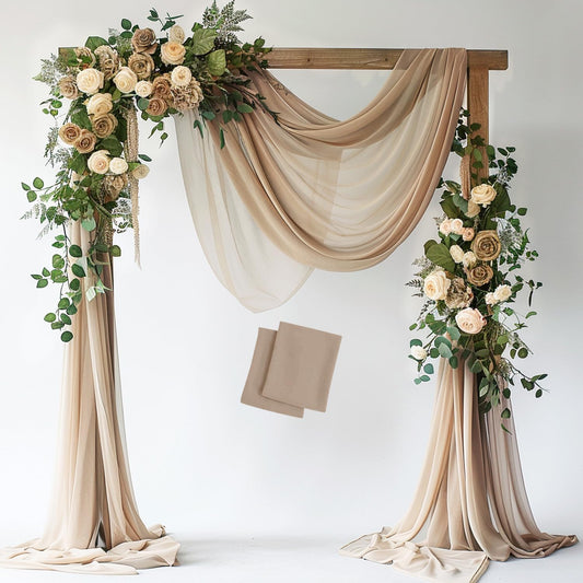Wokceer Wedding Arch Draping Nude 2 Panels 28.7" x 20FT Sheer Fabric Drapes Backdrop for Ceremony, Birthday Party, Bridal Shower Decoration