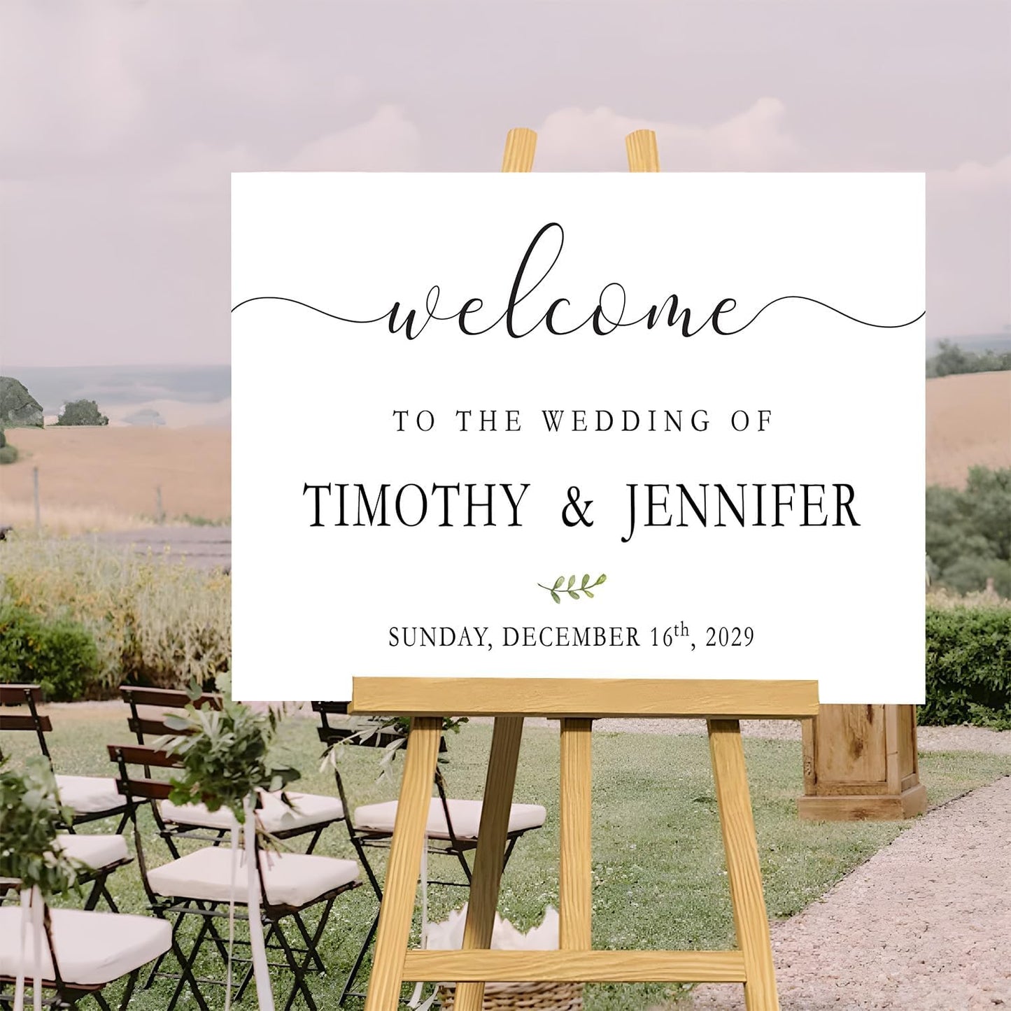 Custom Wedding Welcome Sign, Rustic Wedding Signs, Wedding Decorative Signage, Welcome Sign For Wedding Entrance, Greenery Floral Theme Wedding Sign Decoration