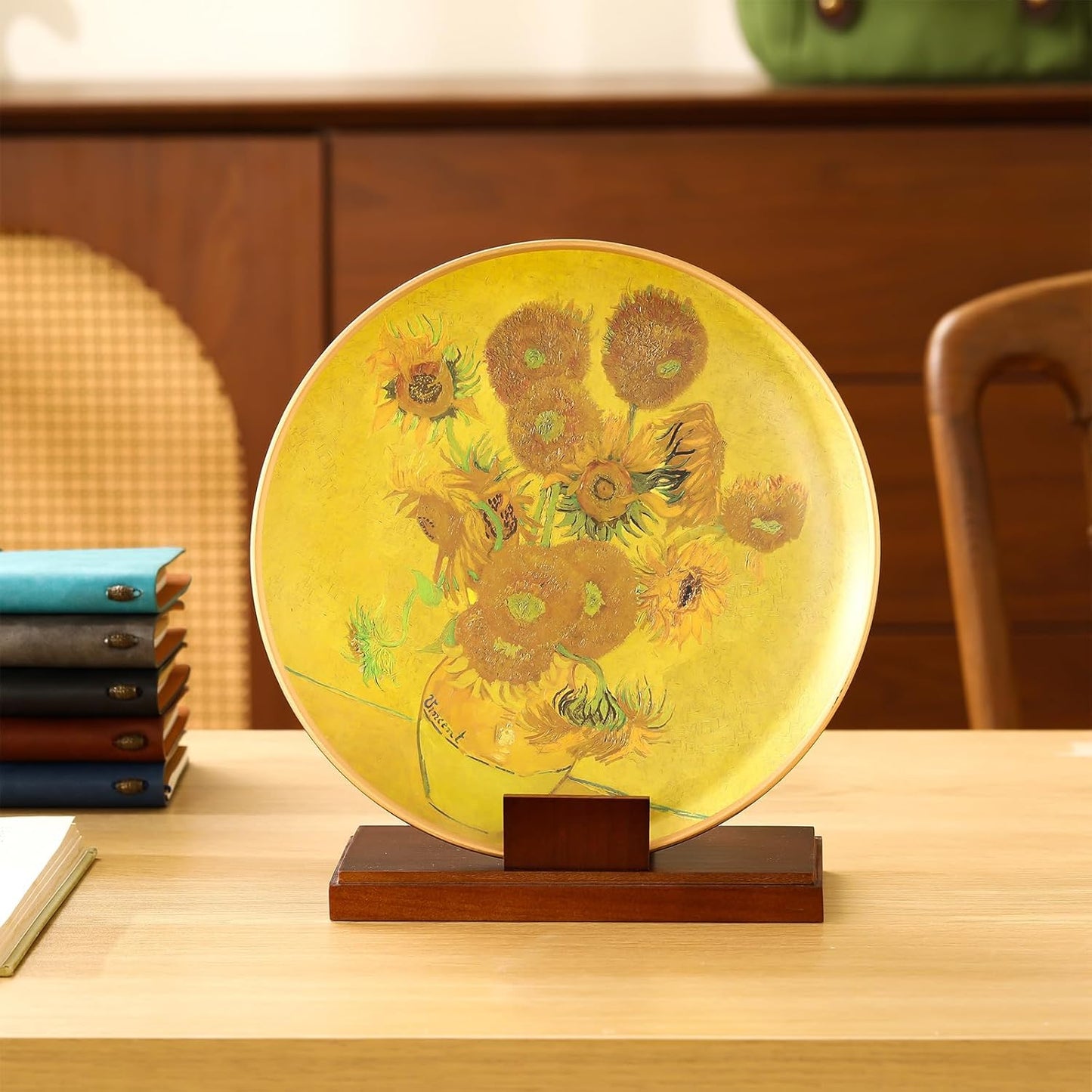 Weysat Wooden Plate Stand for Display 8 Inch Plate Postcard Picture Frame Book Display Stand with Square Block Base Home Office Decorative Table Top Easels