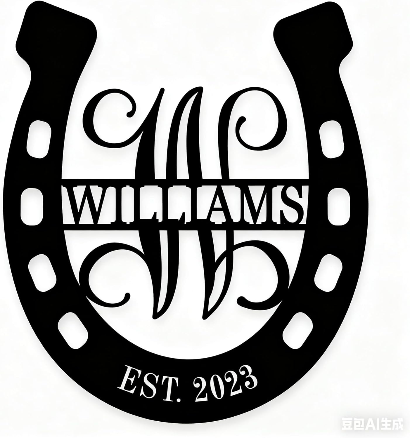 Personalized Horseshoe Metal Sign with Initial and Family Name, Custom Monogram Horseshoe Metal Wall Art Last Name Sign Equestrian Horse Lover Gift Horseshoe Living Room Decor