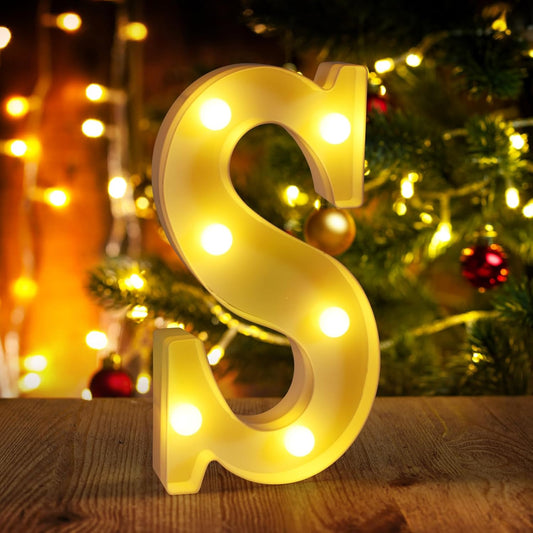 Light Up Letters S,LED Sign Marquee Letters 26 Alphabet for Party Birthday Name,Wedding,Christmas Decorations,Personalized Name Sign Letter for Centerpieces Table and Wall Decor