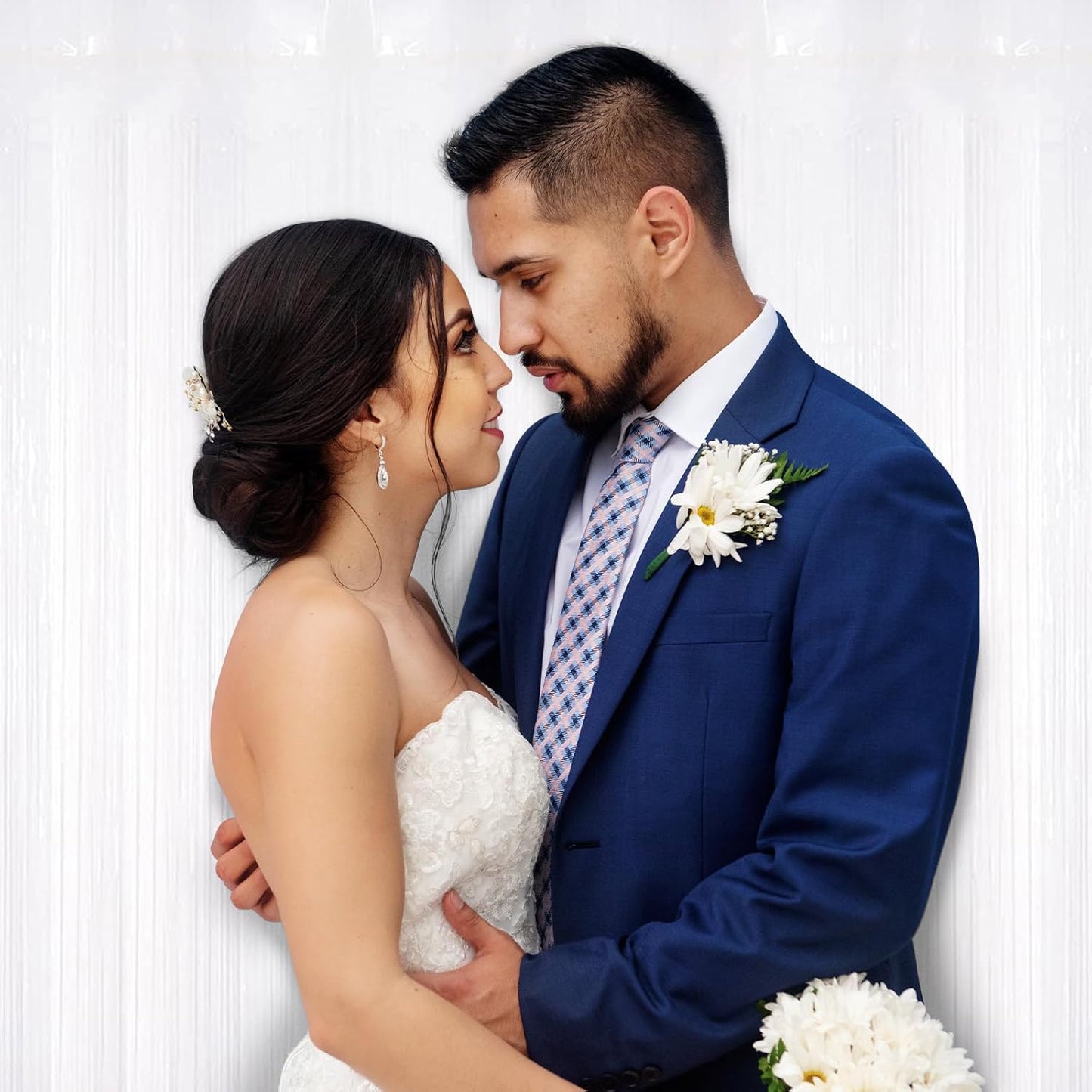 White Fringe Curtain Party Streamers, 12 Pack 3.3ft x 8.2 ft Foil Curtain Backdrop Tinsel Foil Fringe Curtains Photo Booth Backdrop Streamer for Birthday, Wedding, Baby Shower, Disco Party