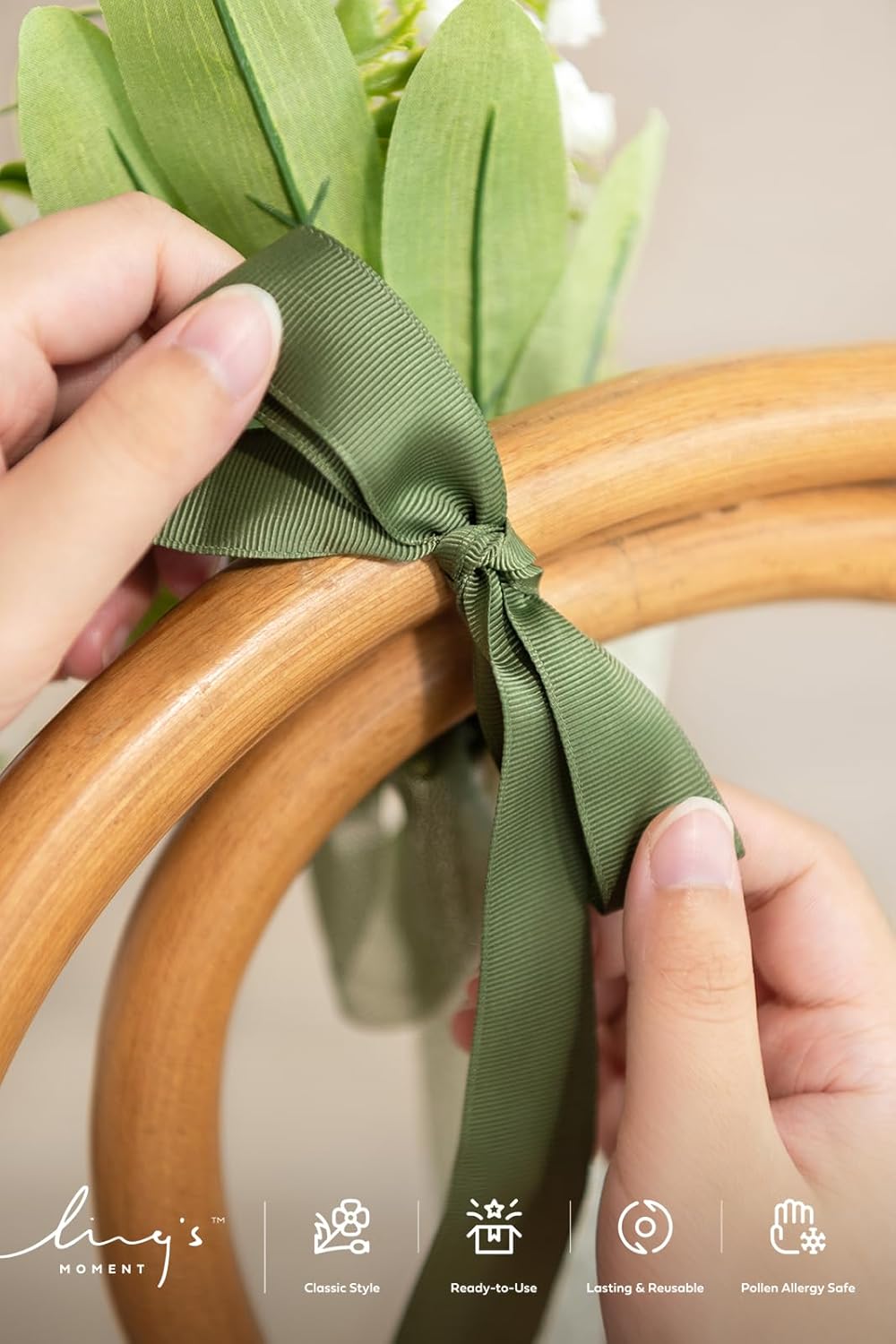 Ling's moment 8pcs Wedding Artificial Aisle Pew Flowers Chair Decorations Arrangements with Chiffon Ribbons Dusty Rose Cream for Ceremony Chair Back Floral Decor Reception Church Party Outdoor