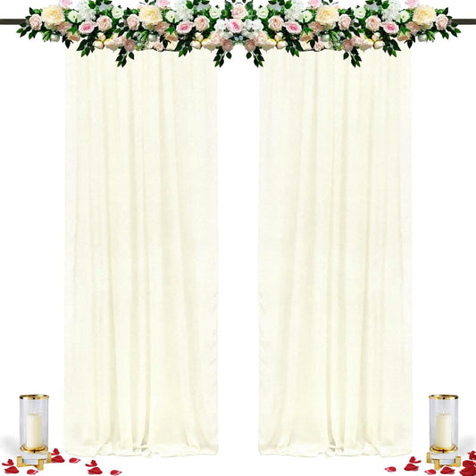 DUOBAO Ivory Sheer Chiffon Backdrop Curtains 108"" Long | 2 Panels | Perfect for Wedding Ceremonies, Beach Parties, Home Decor, and Events | Cream Drapes