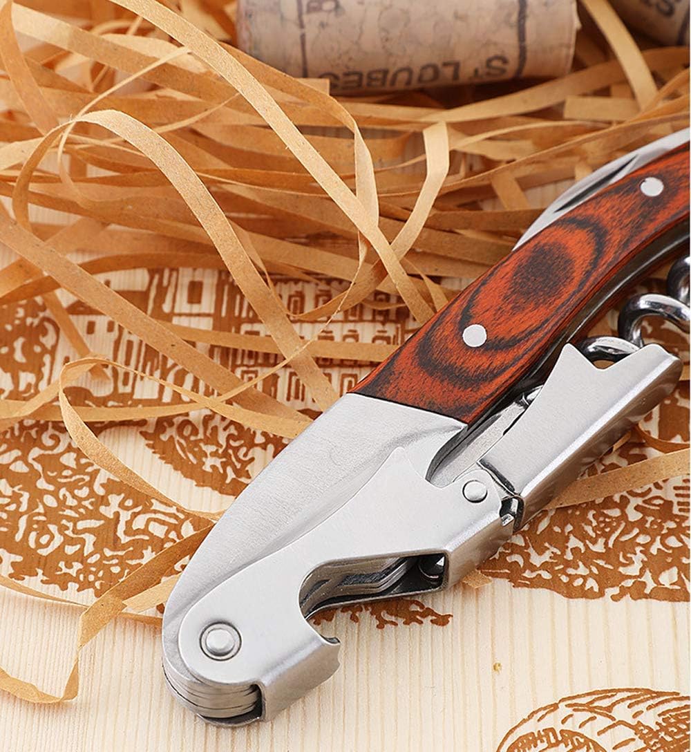 Professional Waiter Corkscrew Wine Key for Bartenders Set of 3,With Long Rosewood Handle Stainless Steel Handle Wine Opener for Bar Restaurant Waiters, Sommelier, Bartend (Long Wood 3 Packs)