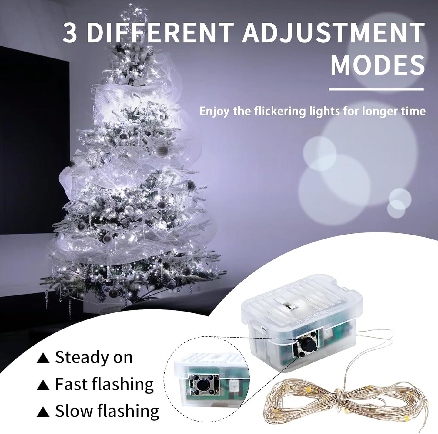 50 Pack White Fairy Lights 7Ft 20 LED Twinkle String Lights 3 Modes Battery Operated Waterproof Firefly Starry for Mason Jar Party Wedding Christmas Valentines Day Table Centerpieces,Cold White