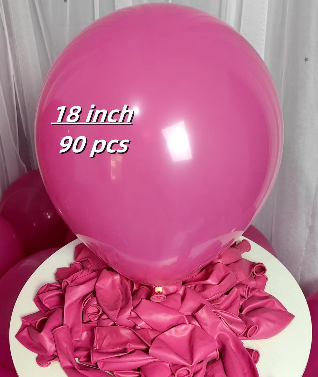 90 Pack Hot Pink Balloons 18 inch Hot Pink Latex Party big Balloon Bulk for Various Party Events Decorations