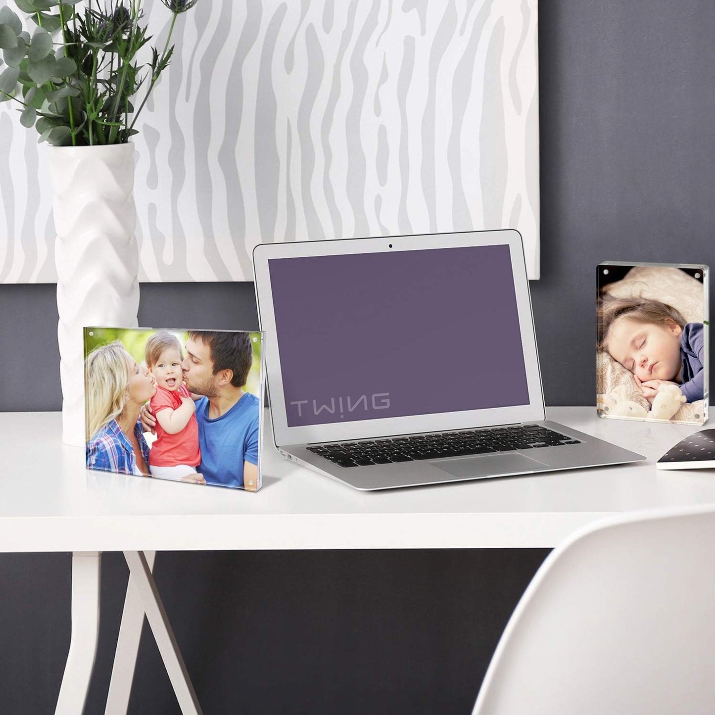 TWING 3.5x5 Inch Acrylic Picture Frame Horizontal Magnet Double Sided Photo Frame with Microfiber Cloth,12 + 12MM Thickness Clear Picture Frame Desktop Acrylic Photo Frame Display Gifts Ideal