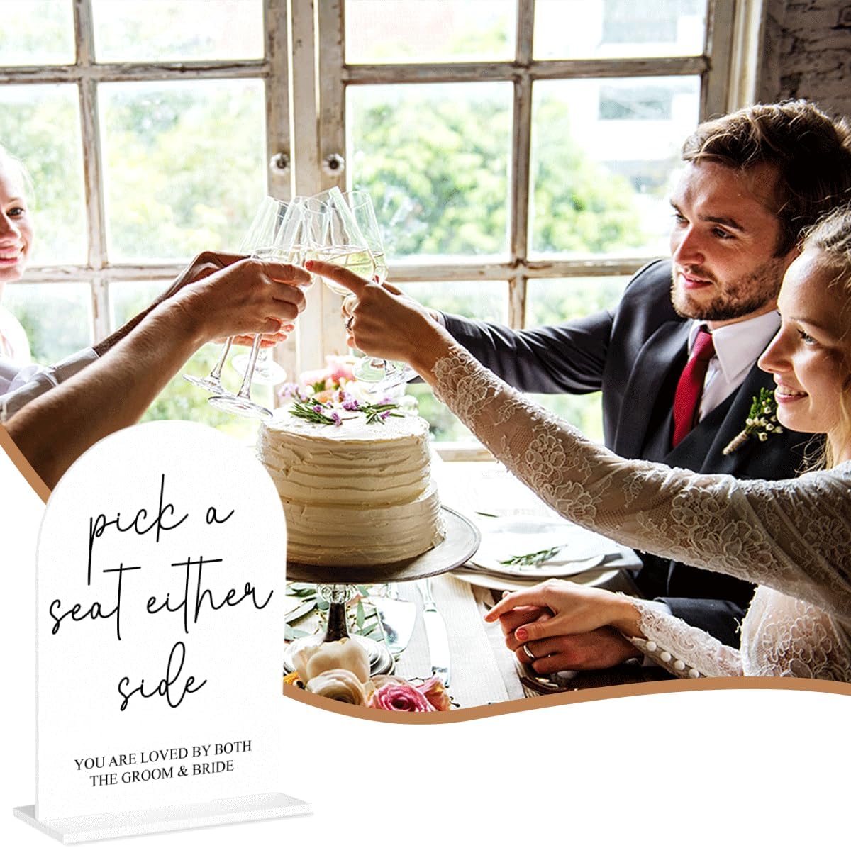 Pick a Seat Not a Side Wedding Sign, Engagement Bridal Shower Decor fo Ceremony Reception Party, Weddings Table White Acrylic Sign