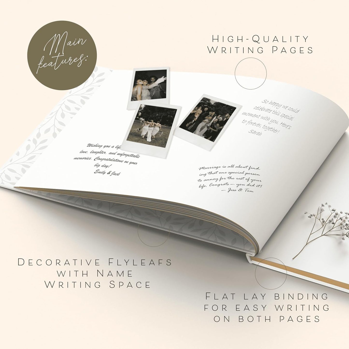 Personalized 2025 Wedding Guest Book for Reception — Guestbook to Sign In, Elegant Baby Shower Guest Book for Party & Birthday — Photo & Polaroid Guest Book for Wedding & Bridal Shower (Mint)