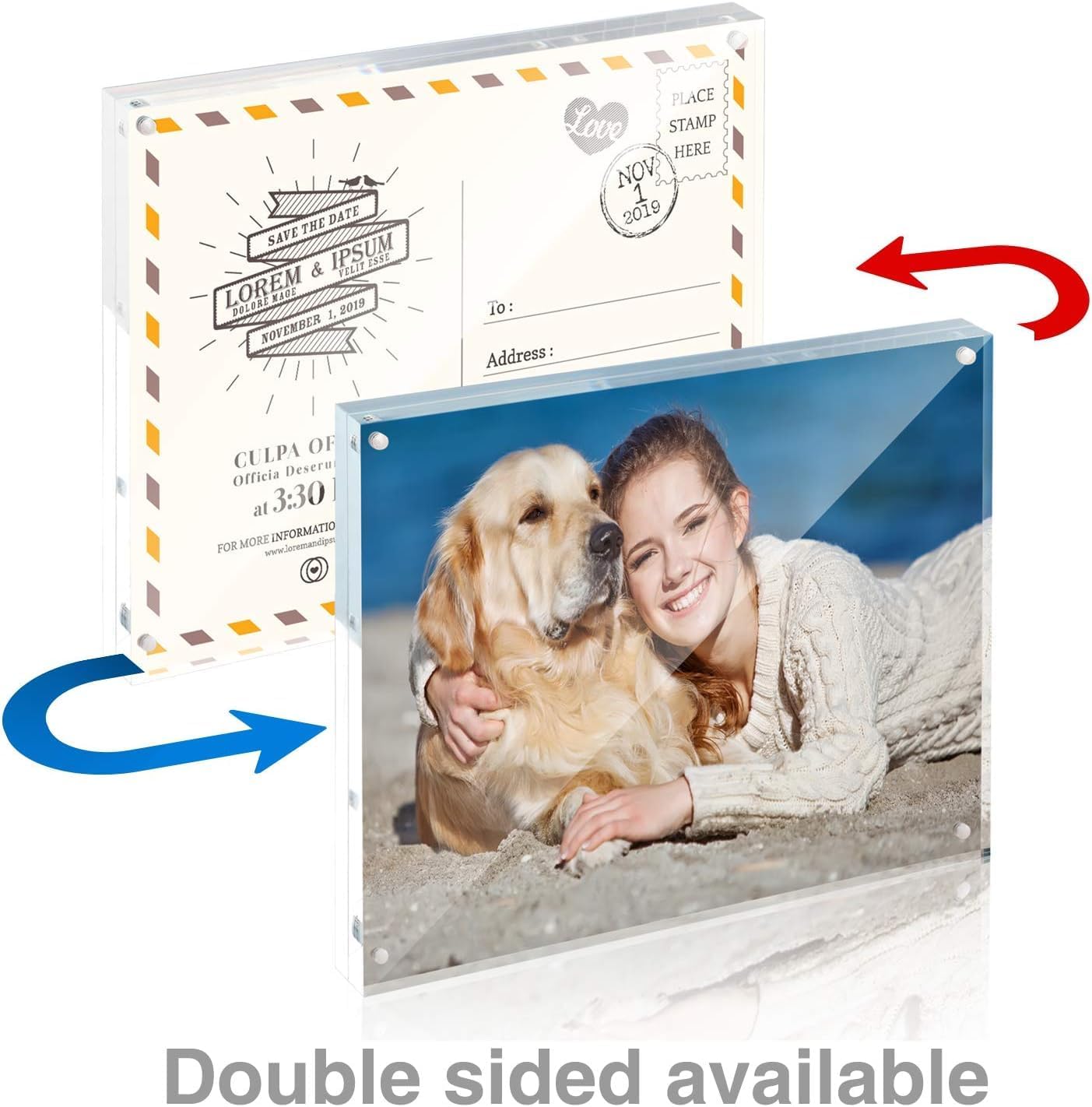 TWING 36 Pack 4x6 Acrylic Picture Frames Bulk, 10+10MM 4 By 6 Magnetic Acrylic Photo Frame Horizontal Magnet Double Sided Magnetic Frames Set, 6 x 4 Clear Picture Frames Block Picture Frame Desktop Display,Gift