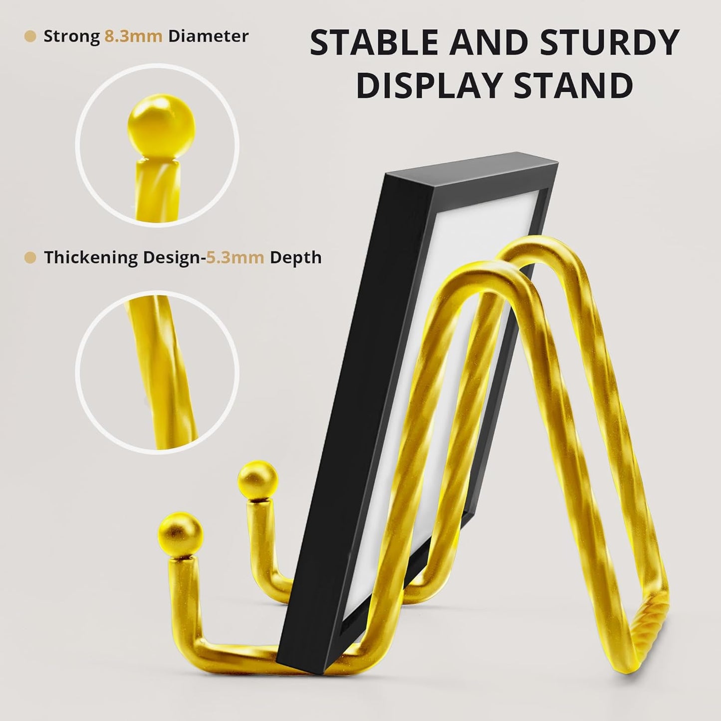 3Inch 3Pack Metal Decorative Plate Stand - Gold Picture Holder Stand for Display, Sign, Book, Photo