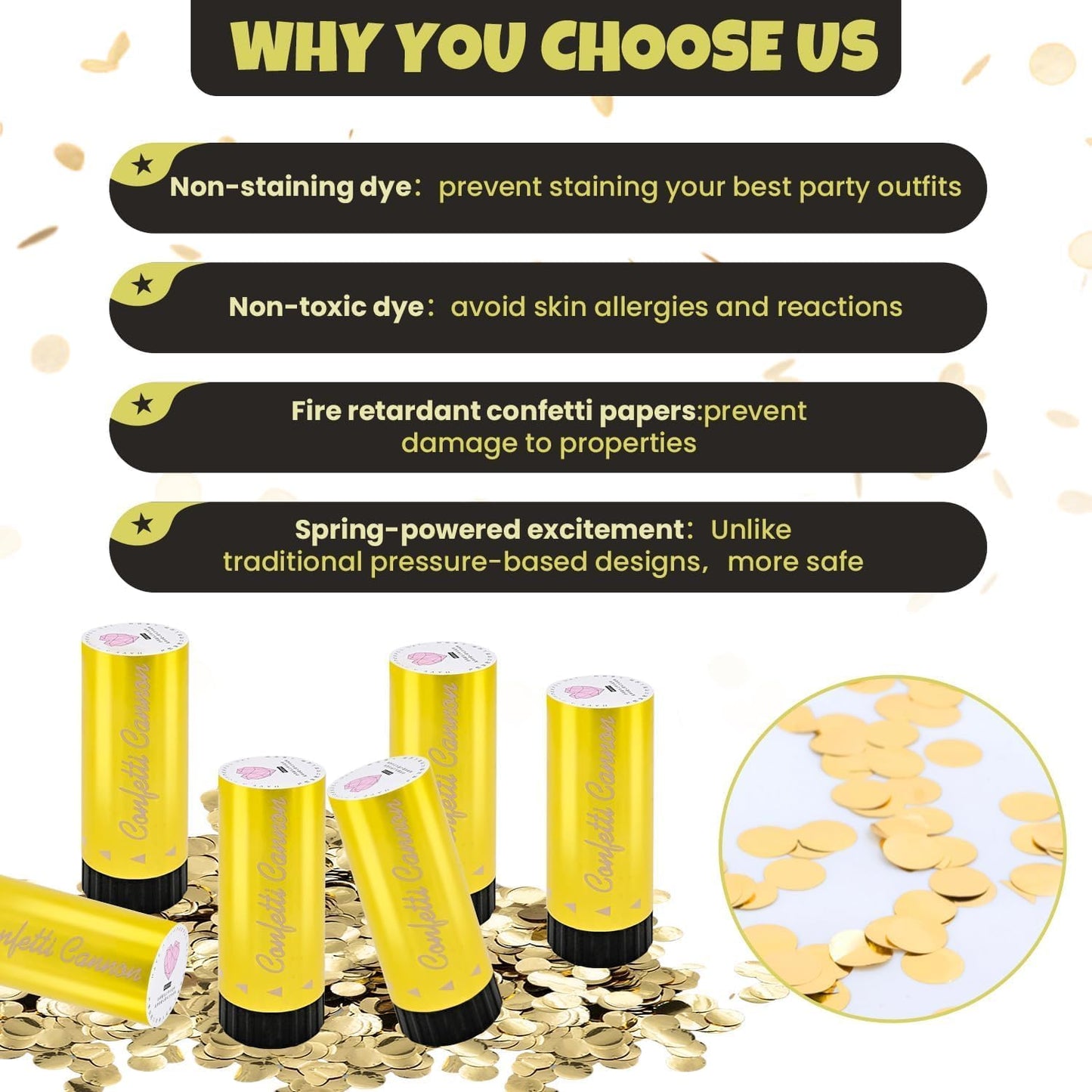 Small Confetti Cannon 24 Pack Mini Confetti Poppers Gold Party Poppers Confetti Small Party Confetti for Kids Ideal for Weddings Birthdays Graduations Baby Shower Christmas New Years