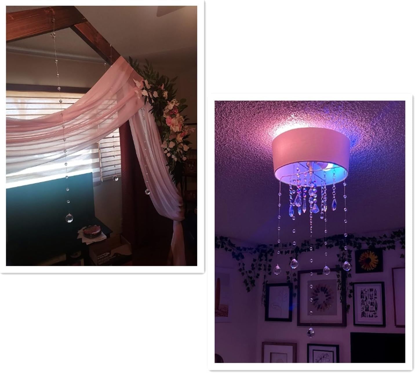 Boloban Clear Crystal Beads String Wedding Arch Decorations centerpieces Beads Garland Strands Curtain Chandelier Christmas Tree Ornaments Door String Hanging Beaded Drapes Accessories(6.5 Feet 5pcs)