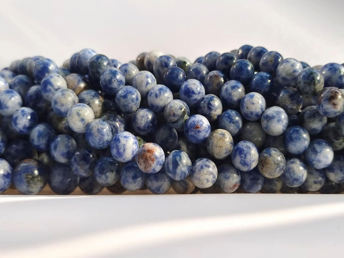 Stone Beads 6mm 140pcs Blue Spot Jasper Beads Round Loose Gemstones Beads for Bracelet Necklace Jewelry Making (6mm, 60604 Blue Spot Jasper)