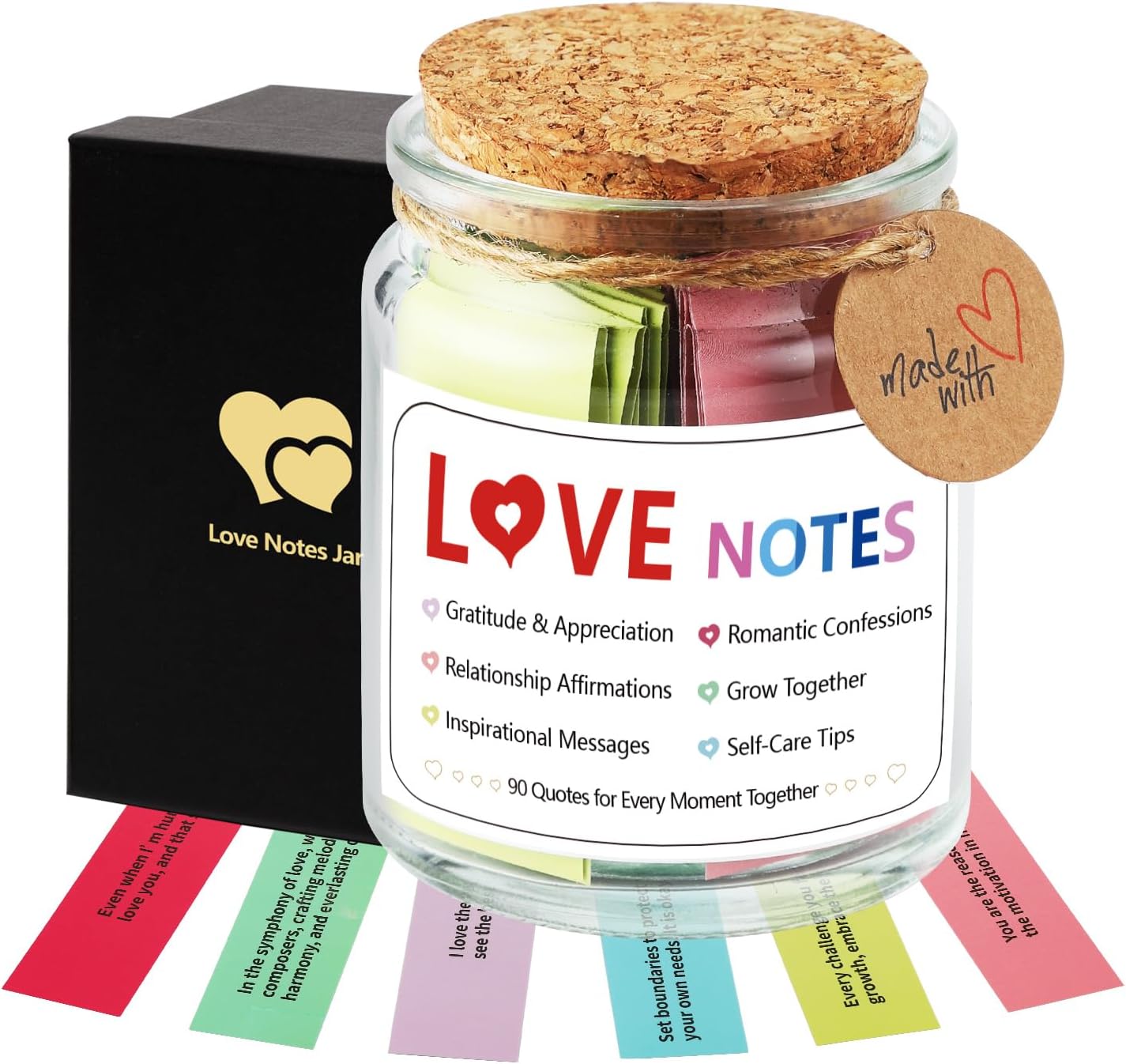 90 Love Notes Jar Romantic Anniversaries Birthdays Gifts Girlfriend Boyfriend Wife and Husband Newlyweds Bridal Shower Gift Couples Wedding Valentine Gifts Long Distance Gift