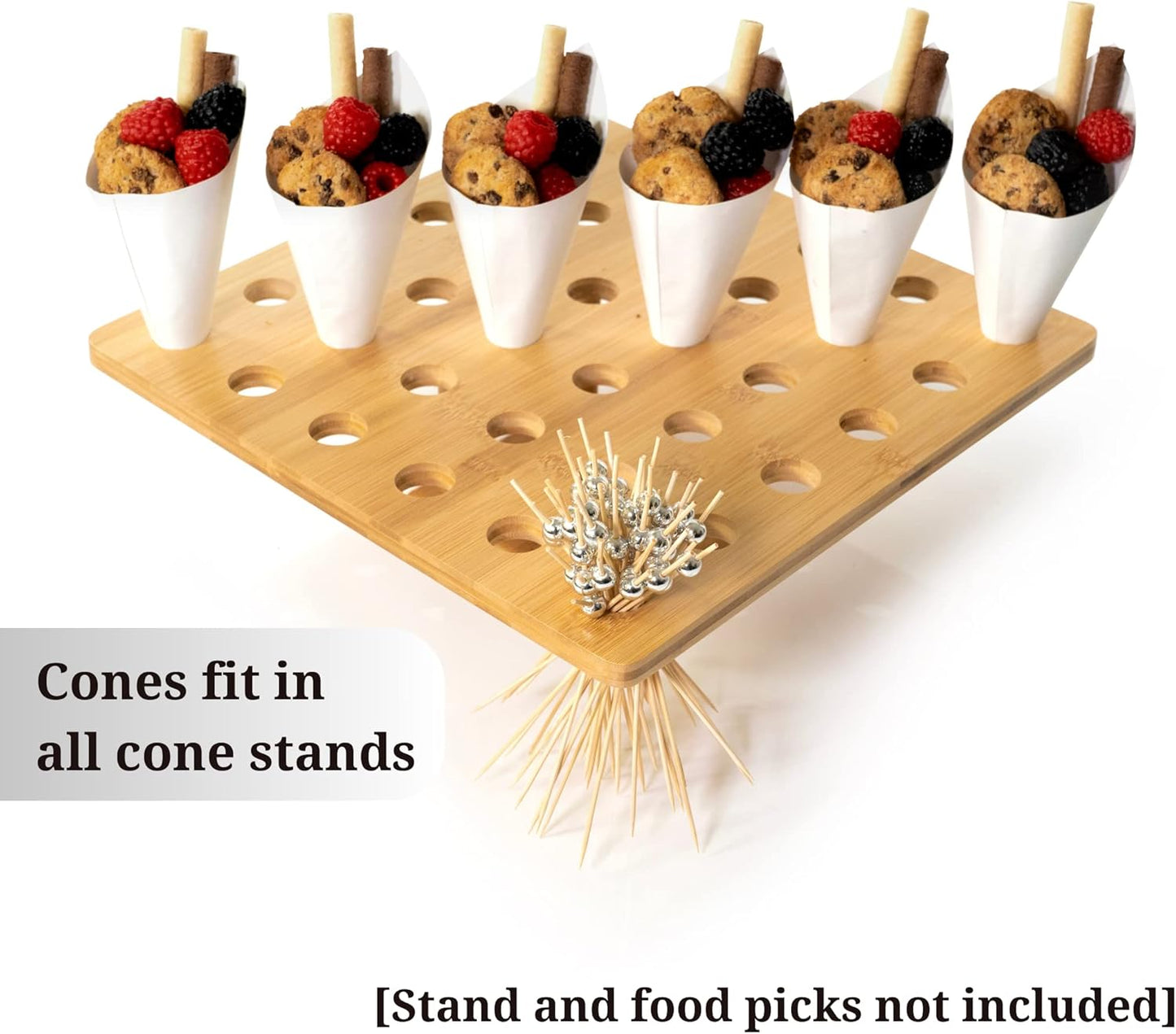 MONTX® 200-Pack Disposable Food Cones | 7" or 6" | White Food-Safe Paper Charcuterie Cones for Appetizers, Popcorn, Snacks, Confetti | Eco-Friendly Alternative to Wood Cones (7 Inch)