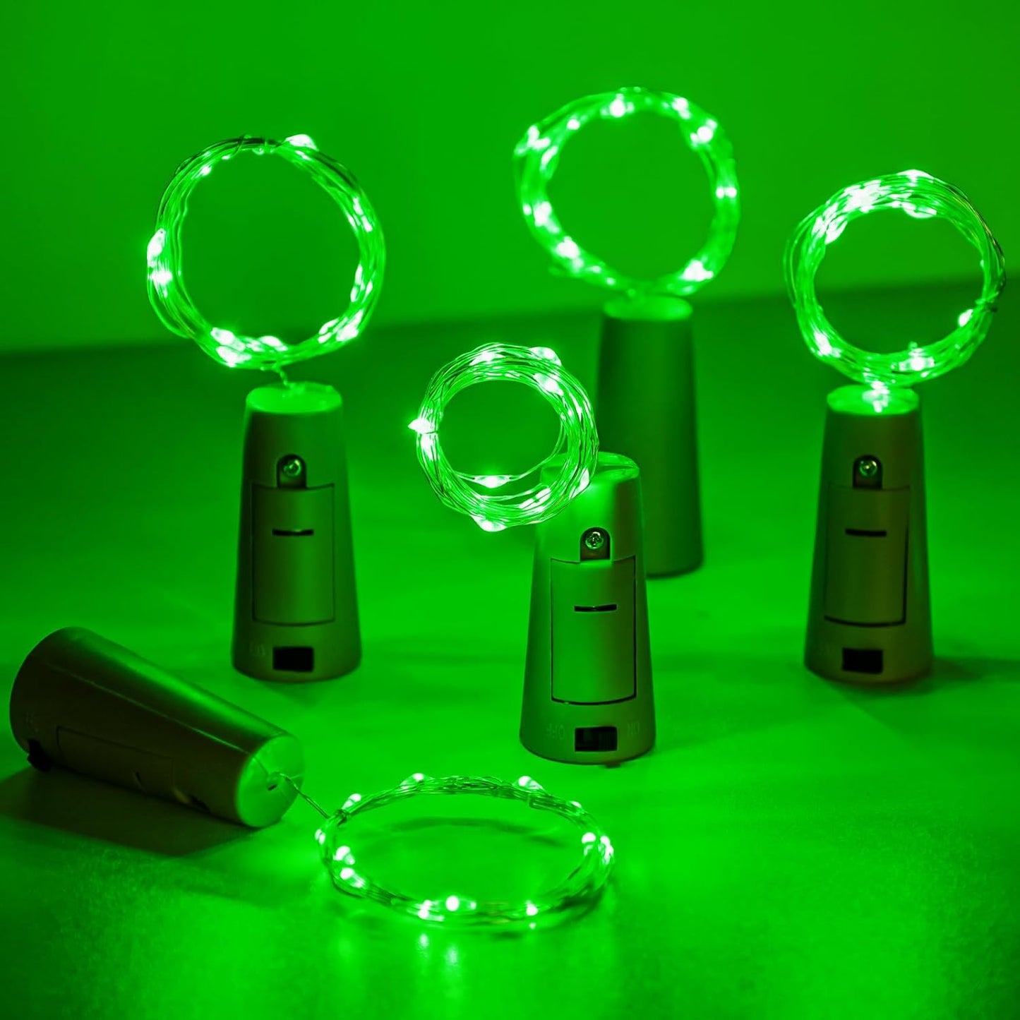 Aluan Wine Bottle Lights with Cork, 20 LED 10 Pack Fairy String Lights Waterproof Battery Operated Mini LED Cork Lamp for Liquor Bottles Jar Party Wedding Christmas Festival Bar Decoration, Green