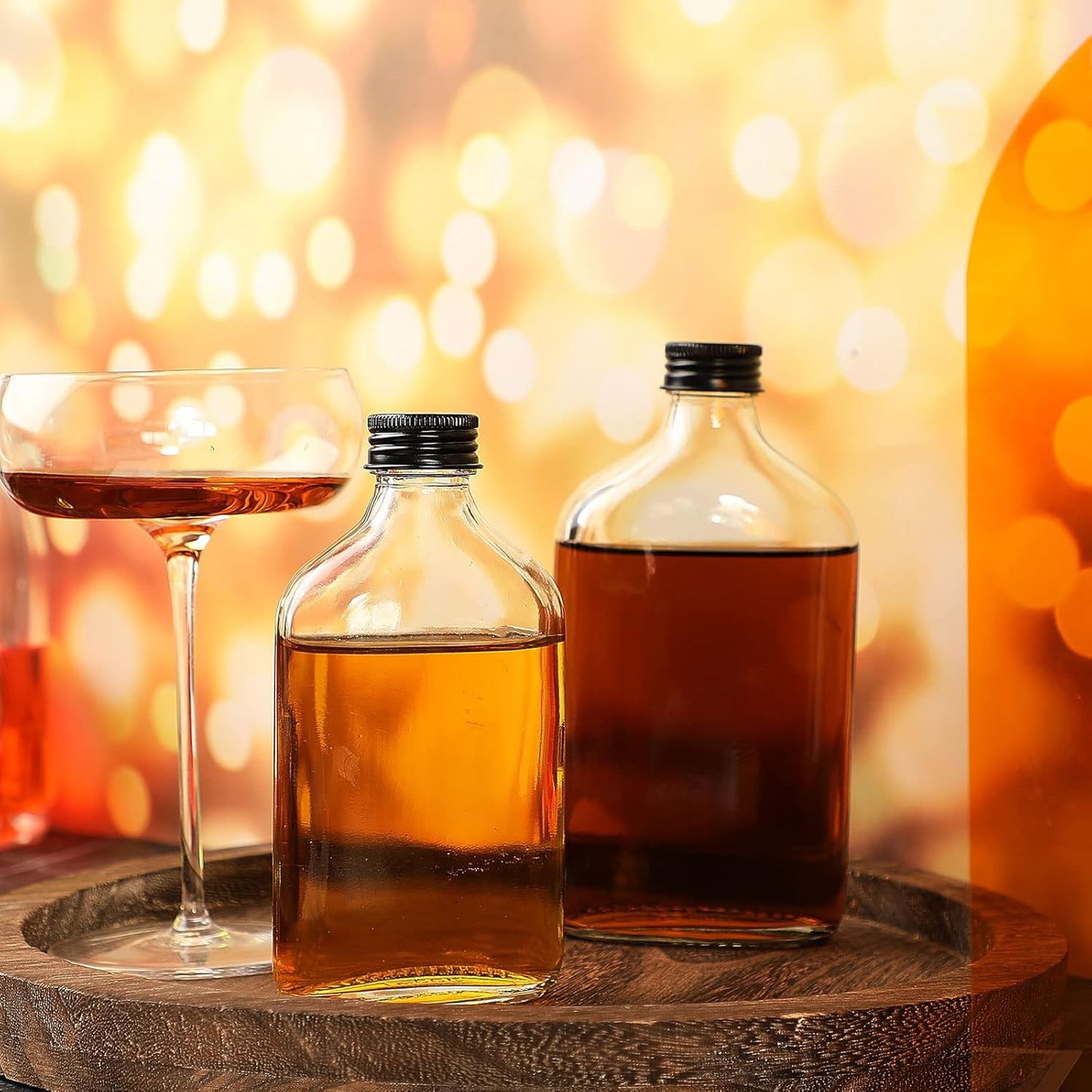 Patelai 16 Pcs Clear Glass Bottles with Caps Mini Glass Flask Liquor Bottles Empty Alcohol Shot Bottling Small Champagne Container DIY Gift for Wine Beverages Liquor Drinks Oil Beer (200 ml/ 6.8oz)