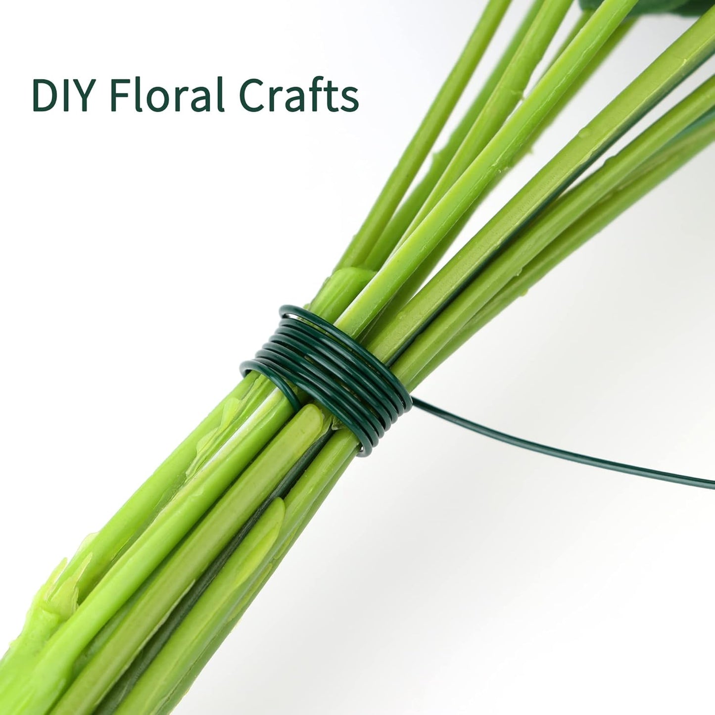 4 Rolls Green Floral Wire - 152 Yards, 22 Gauge, Flexible, for Flower Arrangement, Garland, Wreaths, Plant Crafts