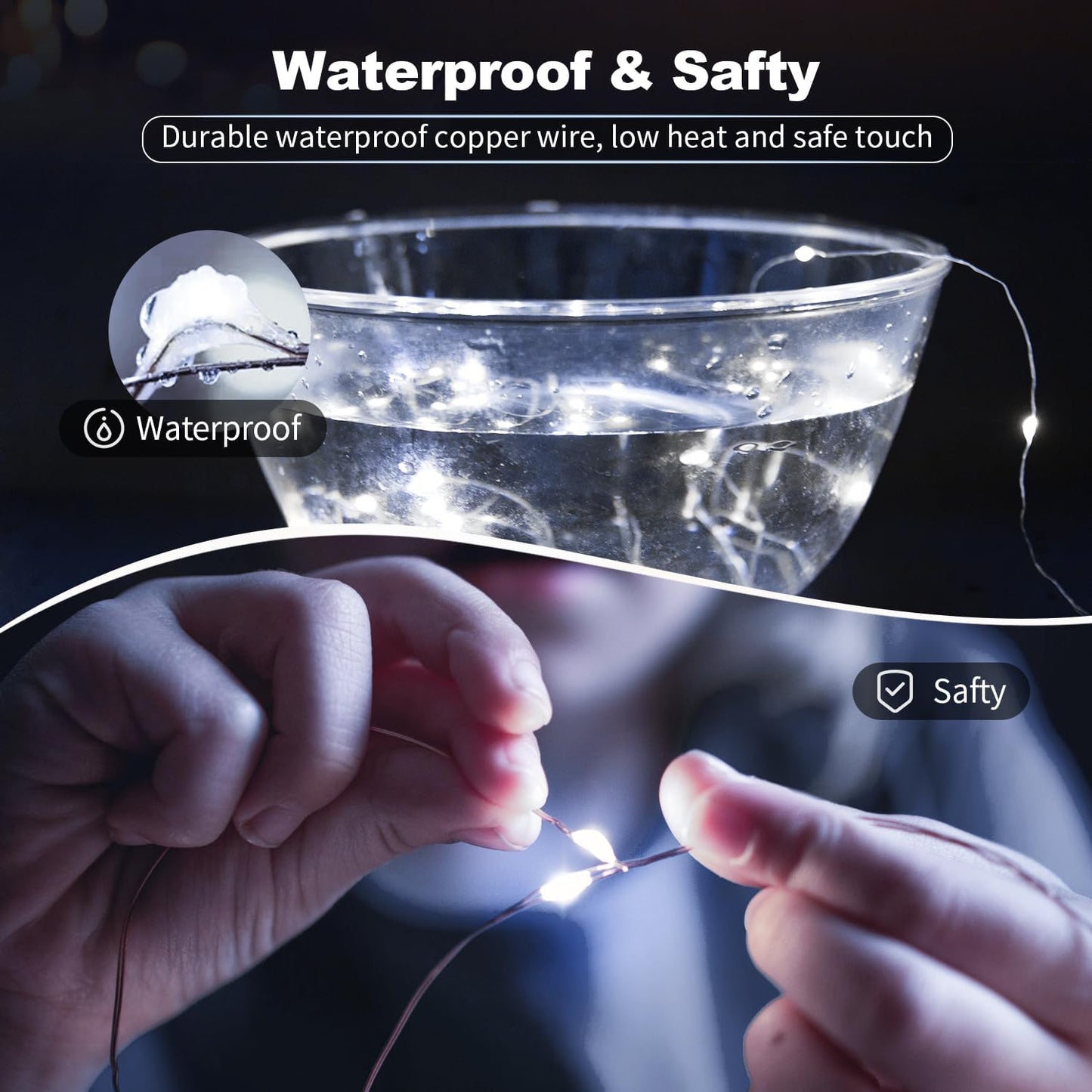 30 Pack LED Fairy Lights Battery Operated,3 Features Blinking Slowly Blinking & just on 7FT 20 LED Waterproof Mini Twinkle String Lights for Wedding Party Christmas Decorations,White