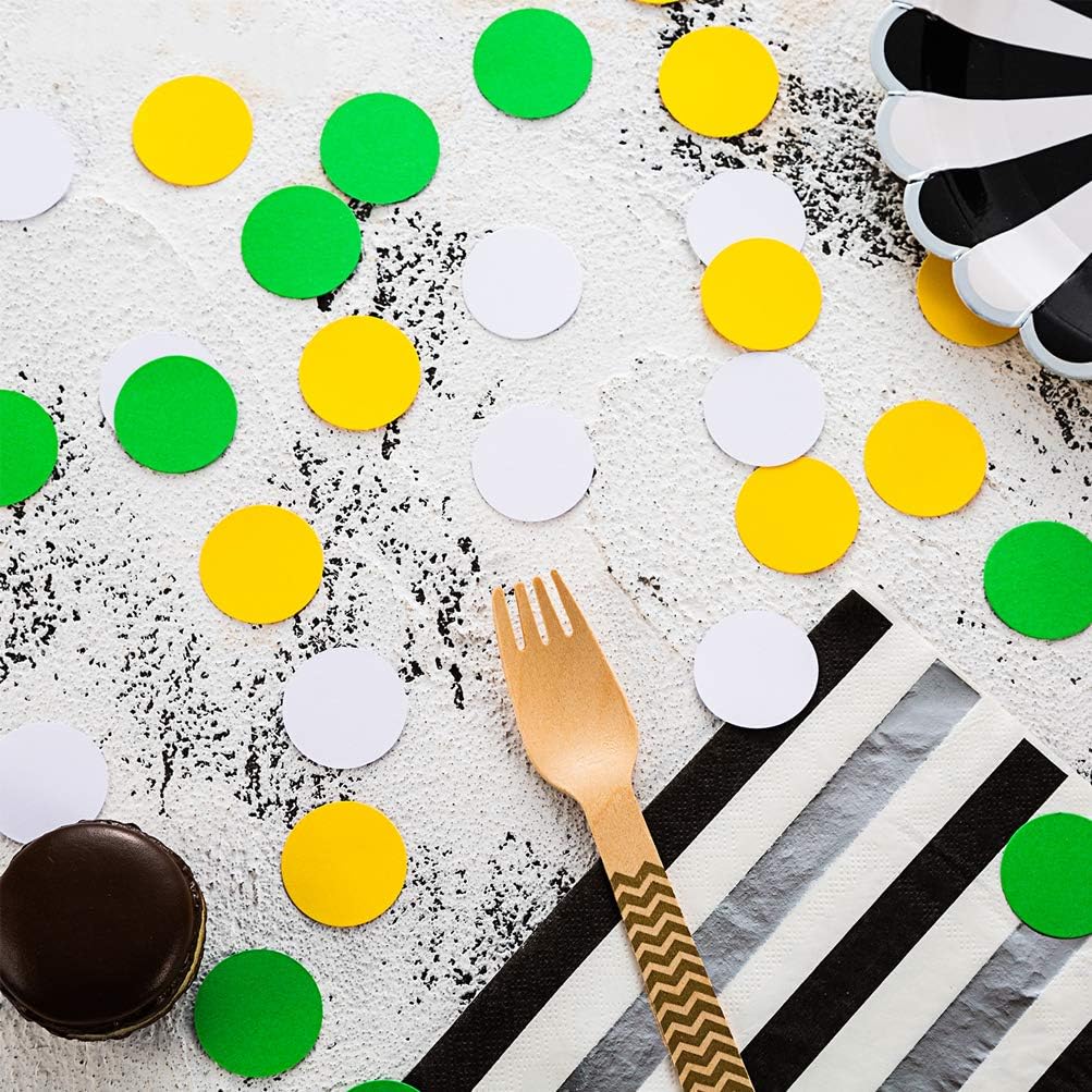 Glitter Confetti Circle Dots for Table Wedding Birthday Party Decoration, 1.2 inch in Diameter (yellow,green,white,200pc)