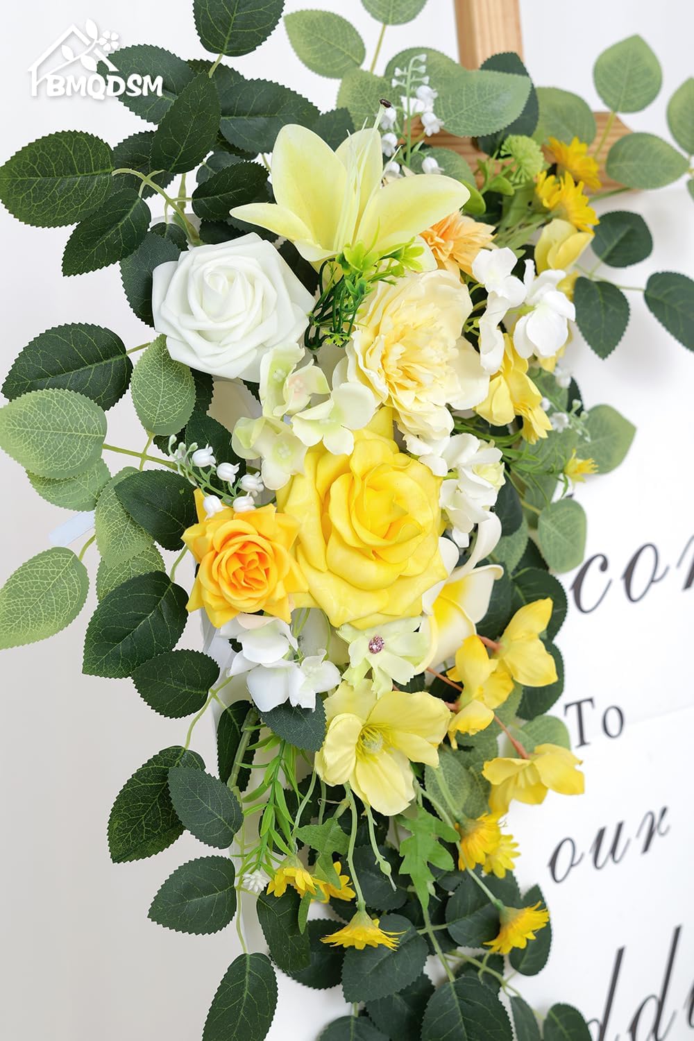 Pack of 2 Faux Flowers,Wedding Arch Flowers,Wisteria Hanging Flowers,Flower Garland Be Suited to Aisle Decorations for Wedding Ceremony(New Yellow)