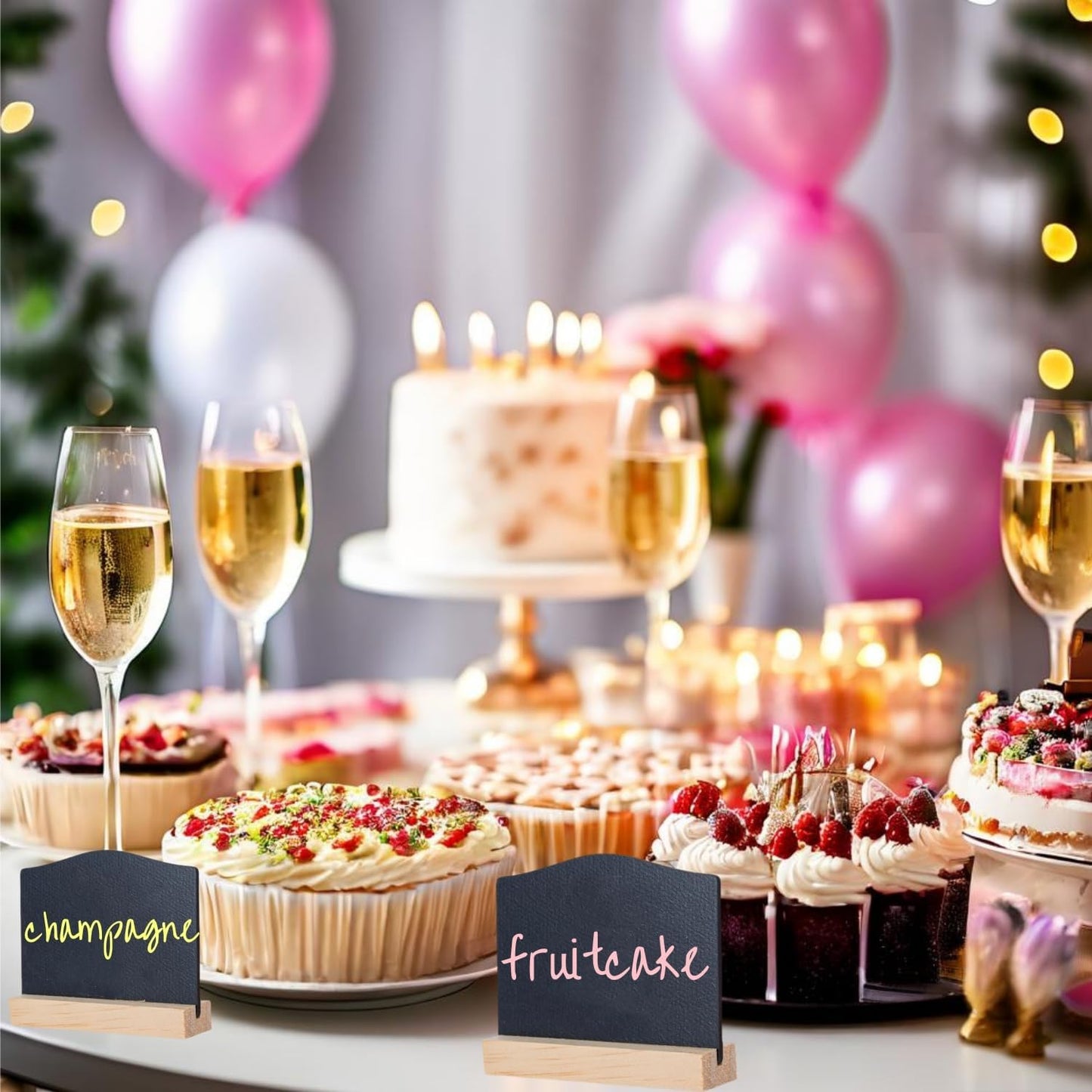 10 Pcs Reusable Mini Chalkboard Signs with Easel Stand for Food Labels, Double-Sided Use Message Board Signs, Weddings Place Cards, Birthday Parties, Table Numbers, Plants, Special Event Decorations