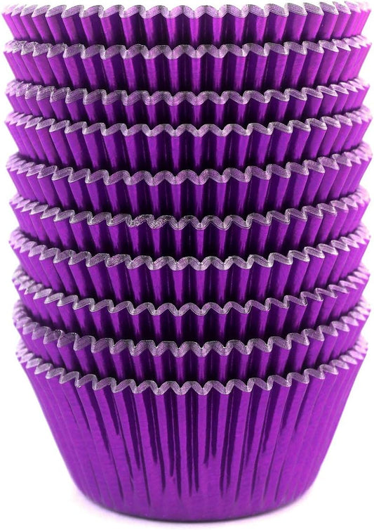 Eoonfirst Dark Purple Foil Cupcake Case Liners Valentine's Day Baking Muffin Paper Cups 200 Pcs
